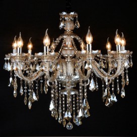 10 Light Cognac Colour Candle Style Crystal Chandelier