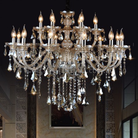 18 Light (12+6) 2 Tiers Cognac Colour Candle Style Crystal Chandelier