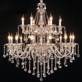 18 Light (12+6) 2 Tiers Cognac Colour Candle Style Crystal Chandelier