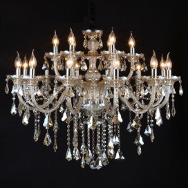 18 Light (12+6) 2 Tiers Cognac Colour Candle Style Crystal Chandelier