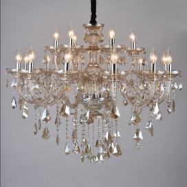 18 Light (12+6) 2 Tiers Cognac Colour Candle Style Crystal Chandelier