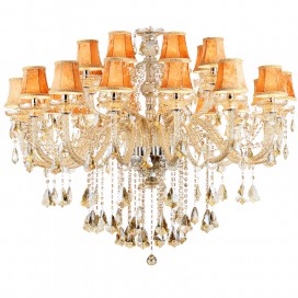 24 Light (16+8) 2 Tiers Cognac Colour Candle Style Crystal Chandelier