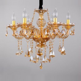 6 Light Amber Candle Style Crystal Chandelier