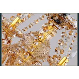 6 Light Amber Candle Style Crystal Chandelier