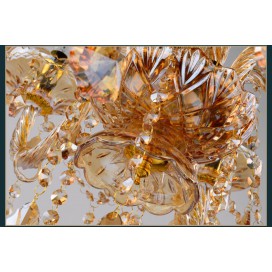 6 Light Amber Candle Style Crystal Chandelier