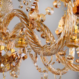 6 Light Amber Candle Style Crystal Chandelier