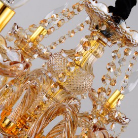 6 Light Amber Candle Style Crystal Chandelier