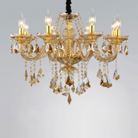 8 Light Amber Candle Style Crystal Chandelier