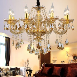 8 Light Amber Candle Style Crystal Chandelier