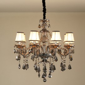 8 Light Gray Candle Style Crystal Chandelier