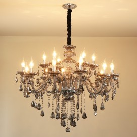 18 Light (12+6) 2 Tiers Gray Candle Style Crystal Chandelier