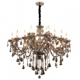 18 Light (12+6) 2 Tiers Gray Candle Style Crystal Chandelier