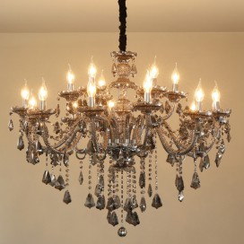 18 Light (12+6) 2 Tiers Gray Candle Style Crystal Chandelier