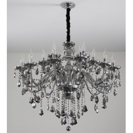 18 Light (12+6) 2 Tiers Gray Candle Style Crystal Chandelier