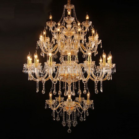 35 Light (5+15+10+4) 4 Tiers Gold Colour Huge Candle Style Crystal Chandelier