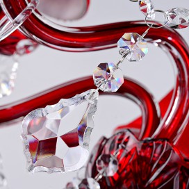 6 Light Red Candle Style Crystal Chandelier