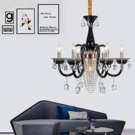 6 Light Black Candle Style Crystal Chandelier