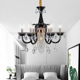 6 Light Black Candle Style Crystal Chandelier