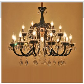 18 Light (12+6) 2 Tiers Black Candle Style Crystal Chandelier