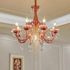 8 Light Coffee Candle Style Crystal Chandelier