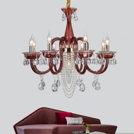 8 Light Coffee Candle Style Crystal Chandelier