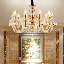 10 Light Gold Candle Style Crystal Chandelier