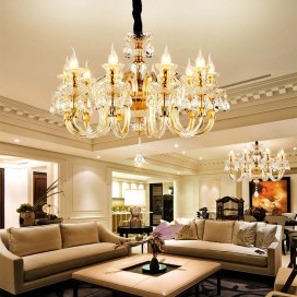 10 Light Gold Candle Style Crystal Chandelier