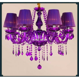 8 Light Purple Candle Style Crystal Chandelier