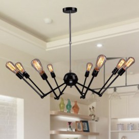 Black Retro Vintage Metal 8 Light Single Tier Chandelier