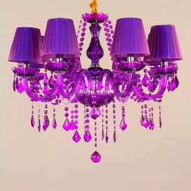 18 Light (12+6) 2 Tiers Purple Candle Style Crystal Chandelier