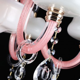 6 Light Pink Kids Room Candle Style Crystal Chandelier