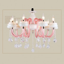 10 Light Pink Kids Room Candle Style Crystal Chandelier