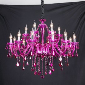 18 Light (12+6) 2 Tiers Purple Candle Style Crystal Chandelier