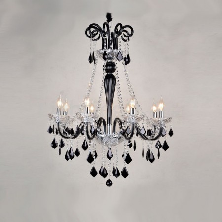 8 Light Black Retro Candle Style Crystal Chandelier