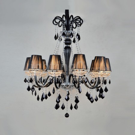 10 Light Black Retro Candle Style Crystal Chandelier