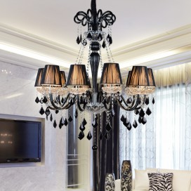 10 Light Black Retro Candle Style Crystal Chandelier