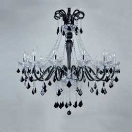 12 Light Black Retro Candle Style Crystal Chandelier