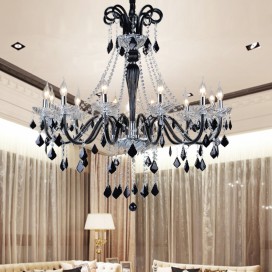 12 Light Black Retro Candle Style Crystal Chandelier