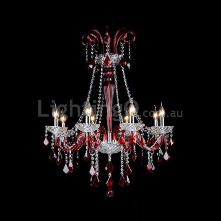 8 Light Red Candle Style Crystal Chandelier