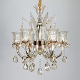 6 Light Silver Candle Style Crystal Chandelier