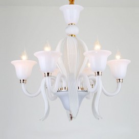 6 Light White Candle Style Crystal Chandelier