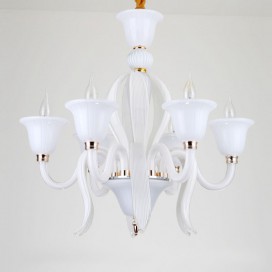 6 Light White Candle Style Crystal Chandelier