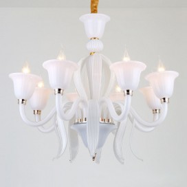 8 Light White Candle Style Crystal Chandelier