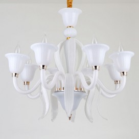 8 Light White Candle Style Crystal Chandelier