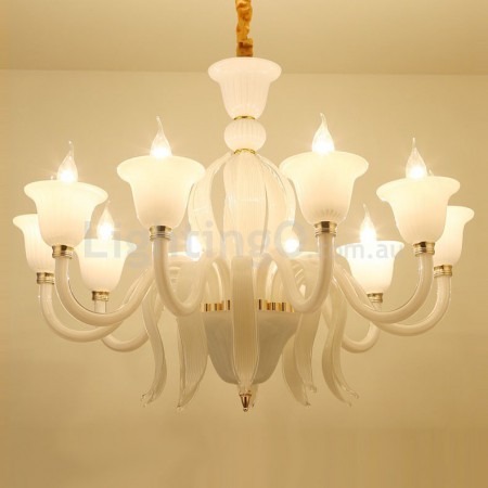 10 Light White Candle Style Crystal Chandelier