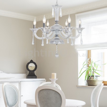 6 Light Clear Candle Style Crystal Chandelier