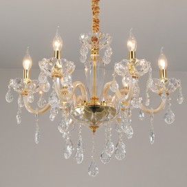 6 Light Champagne Candle Style Crystal Chandelier