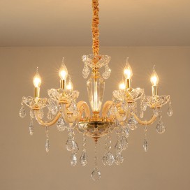 6 Light Champagne Candle Style Crystal Chandelier