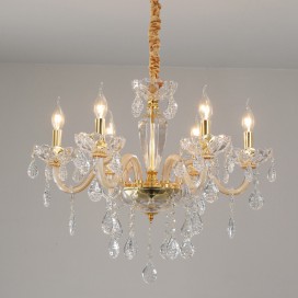 6 Light Champagne Candle Style Crystal Chandelier