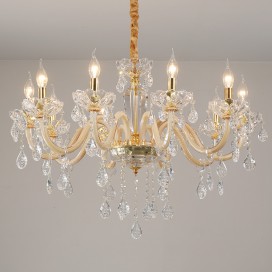 10 Light Champagne Candle Style Crystal Chandelier